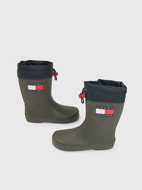 Kozaki Tommy Hilfiger Flag Toggle Rain Chłopięce Zielone | TH547IKM