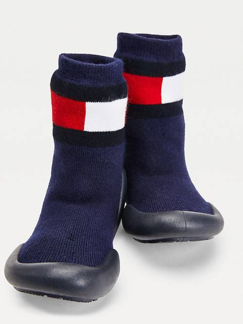 Kozaki Tommy Hilfiger Knitted Colour-Blocked Kapcie Sock Chłopięce Niebieskie | TH532DZS