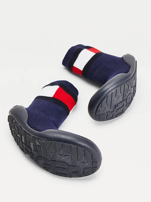 Kozaki Tommy Hilfiger Knitted Colour-Blocked Kapcie Sock Chłopięce Niebieskie | TH532DZS