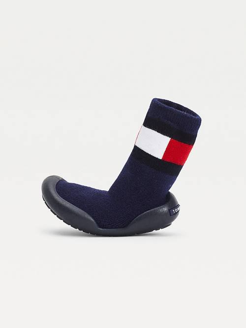 Kozaki Tommy Hilfiger Knitted Colour-Blocked Kapcie Sock Chłopięce Niebieskie | TH532DZS