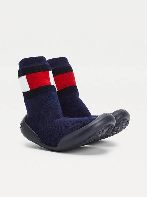 Kozaki Tommy Hilfiger Knitted Colour-Blocked Kapcie Sock Chłopięce Niebieskie | TH532DZS