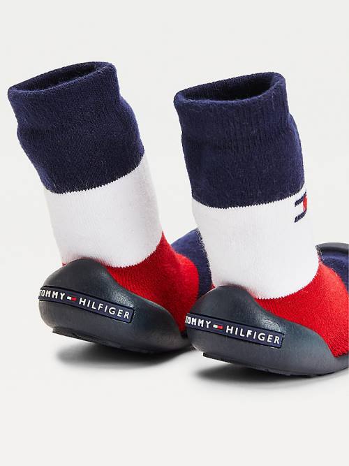 Kozaki Tommy Hilfiger Knitted Signature Kapcie Sock Chłopięce Niebieskie | TH186LDB