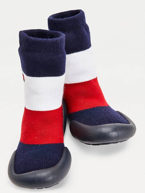 Kozaki Tommy Hilfiger Knitted Signature Kapcie Sock Chłopięce Niebieskie | TH186LDB