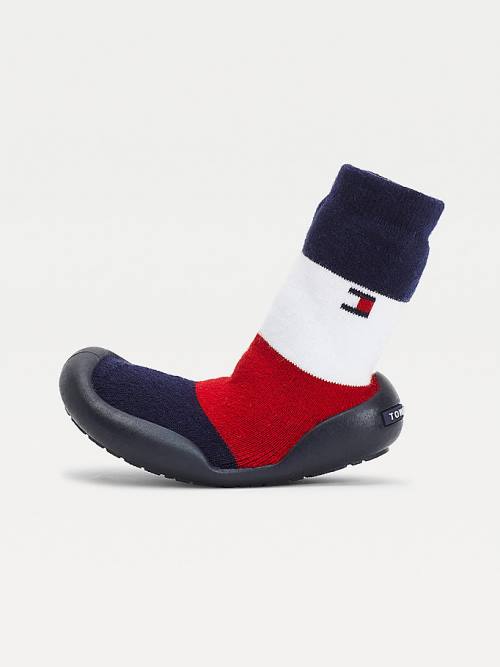 Kozaki Tommy Hilfiger Knitted Signature Kapcie Sock Chłopięce Niebieskie | TH186LDB