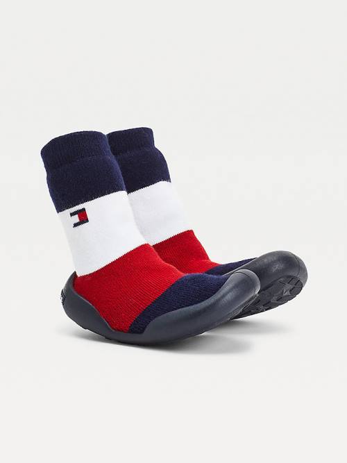 Kozaki Tommy Hilfiger Knitted Signature Kapcie Sock Chłopięce Niebieskie | TH186LDB