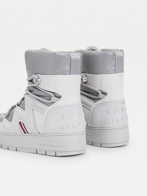 Kozaki Tommy Hilfiger Koronkowe-Up Snow Damskie Szare | TH071NVK