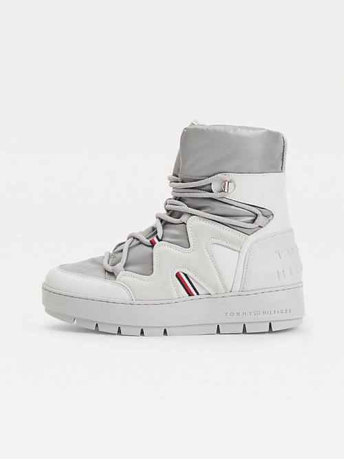 Kozaki Tommy Hilfiger Koronkowe-Up Snow Damskie Szare | TH071NVK