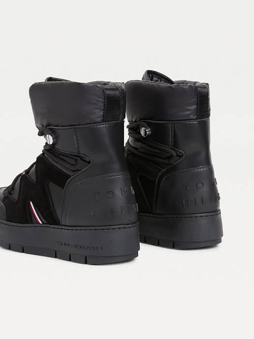 Kozaki Tommy Hilfiger Koronkowe-Up Snow Damskie Czarne | TH586JTI