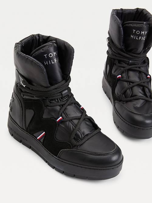 Kozaki Tommy Hilfiger Koronkowe-Up Snow Damskie Czarne | TH586JTI