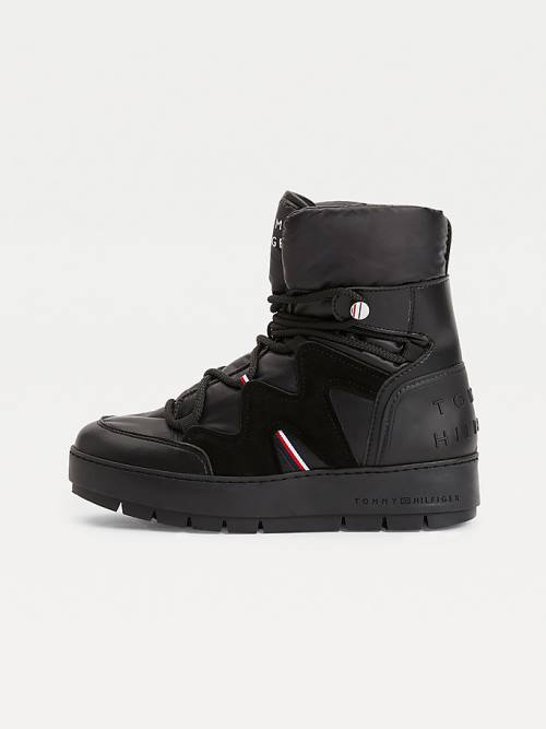 Kozaki Tommy Hilfiger Koronkowe-Up Snow Damskie Czarne | TH586JTI