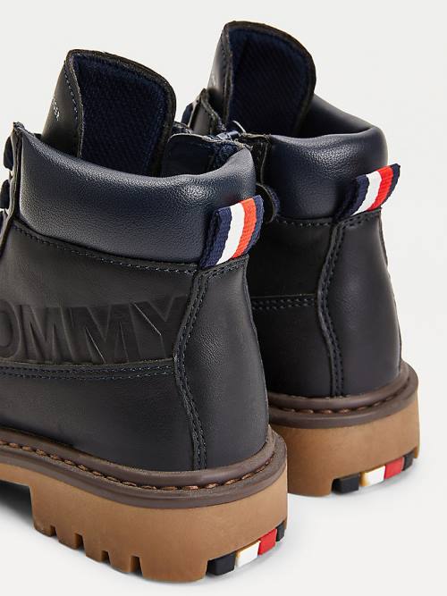 Kozaki Tommy Hilfiger Koronkowe-Up Wyrzeźbiony Sole Ankle Booties Chłopięce Niebieskie | TH795KOU