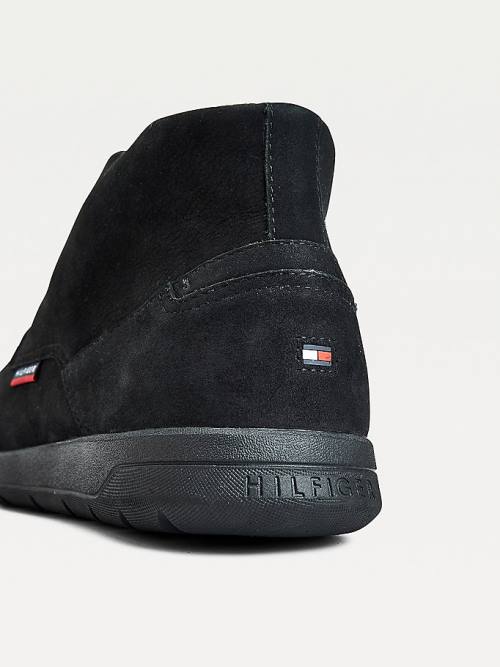 Kozaki Tommy Hilfiger Lekkie Nubuck Hybrid Męskie Czarne | TH573DFS