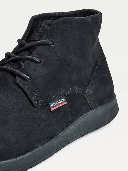 Kozaki Tommy Hilfiger Lekkie Nubuck Hybrid Męskie Czarne | TH573DFS