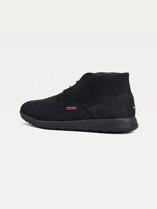 Kozaki Tommy Hilfiger Lekkie Nubuck Hybrid Męskie Czarne | TH573DFS