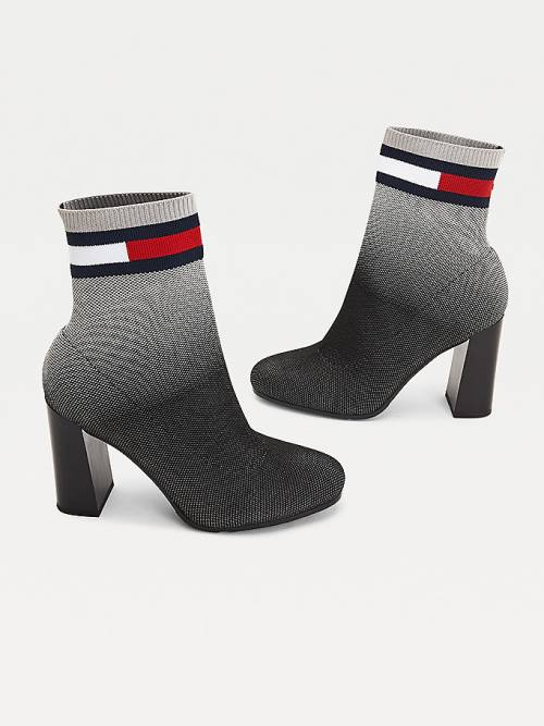 Kozaki Tommy Hilfiger Ombre Knit High Heel Damskie Czarne | TH380RBT