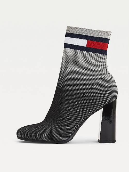 Kozaki Tommy Hilfiger Ombre Knit High Heel Damskie Czarne | TH380RBT