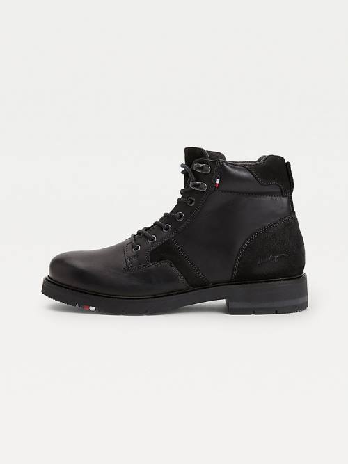 Kozaki Tommy Hilfiger Outdoor Mixed Panel Ankle Męskie Czarne | TH650EJV