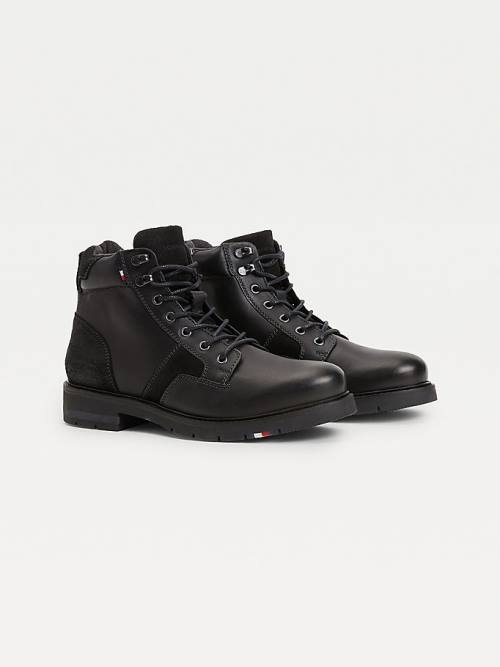 Kozaki Tommy Hilfiger Outdoor Mixed Panel Ankle Męskie Czarne | TH650EJV