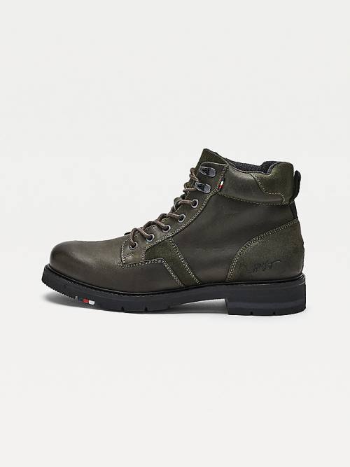 Kozaki Tommy Hilfiger Outdoor Mixed Panel Ankle Męskie Zielone | TH741OCN