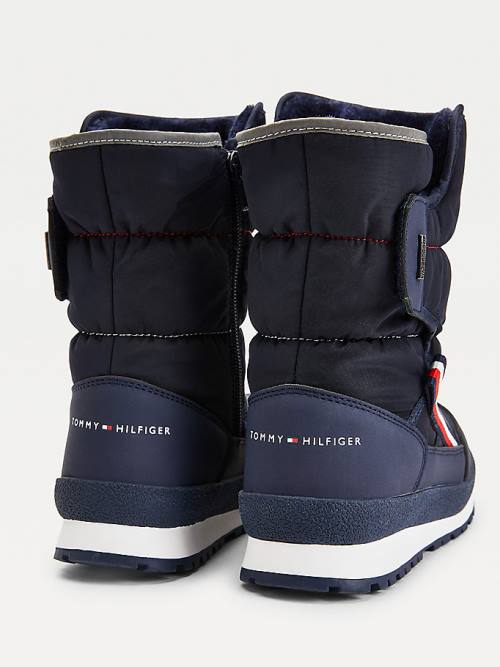 Kozaki Tommy Hilfiger Signature Webbing Padded Snow Chłopięce Niebieskie | TH349TDV