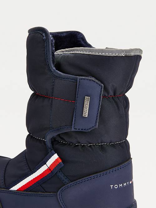 Kozaki Tommy Hilfiger Signature Webbing Padded Snow Chłopięce Niebieskie | TH349TDV