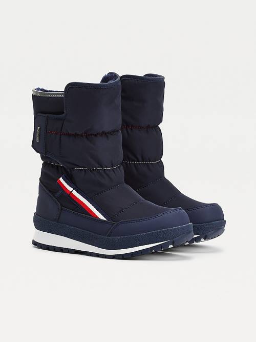 Kozaki Tommy Hilfiger Signature Webbing Padded Snow Chłopięce Niebieskie | TH349TDV