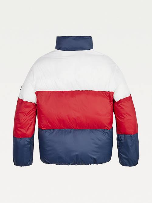 Kurtki Tommy Hilfiger Colour-Blocked Down Puffer Dziewczynka Niebieskie | TH140IUO