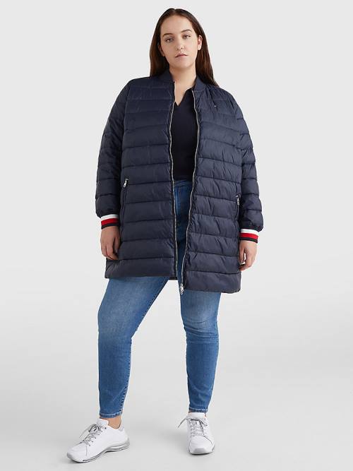 Kurtki Tommy Hilfiger Curve TH Protect Filled Long Bomber Coat Damskie Niebieskie | TH641IPL