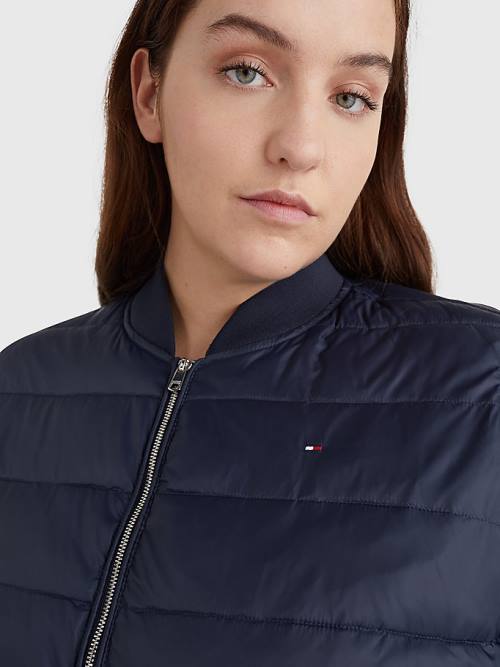 Kurtki Tommy Hilfiger Curve TH Protect Filled Long Bomber Coat Damskie Niebieskie | TH641IPL