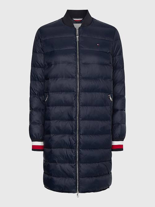 Kurtki Tommy Hilfiger Curve TH Protect Filled Long Bomber Coat Damskie Niebieskie | TH641IPL