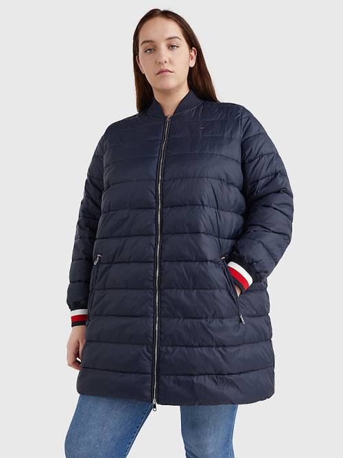 Kurtki Tommy Hilfiger Curve TH Protect Filled Long Bomber Coat Damskie Niebieskie | TH641IPL