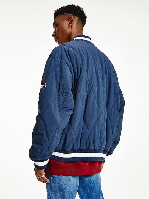 Kurtki Tommy Hilfiger Diamond Quilted Bomber Męskie Niebieskie | TH970ZHT