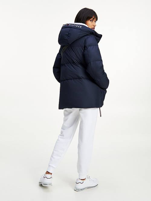 Kurtki Tommy Hilfiger Essential TH Protect Padded Logo Coat Damskie Niebieskie | TH124ETO