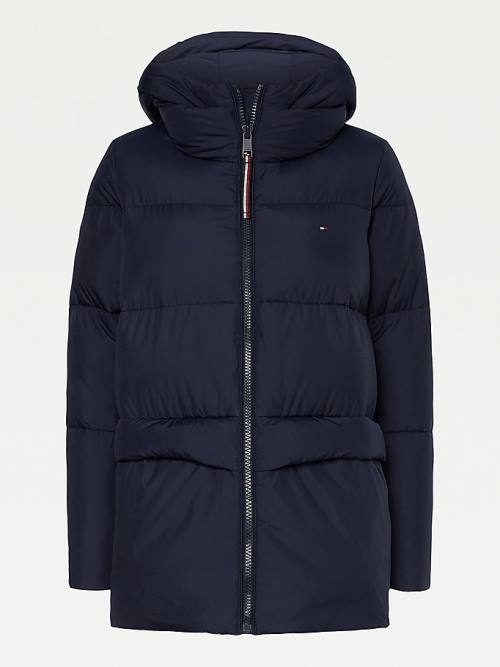 Kurtki Tommy Hilfiger Essential TH Protect Padded Logo Coat Damskie Niebieskie | TH124ETO