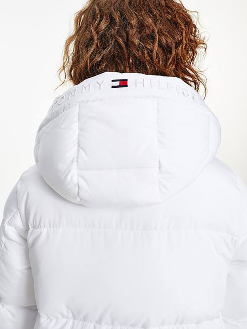 Kurtki Tommy Hilfiger Essential TH Protect Padded Logo Coat Damskie Białe | TH539QTA