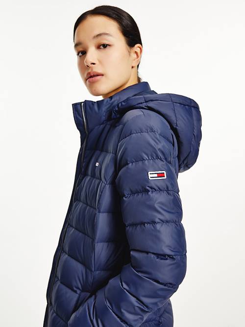 Kurtki Tommy Hilfiger Essential Zakapturzony Down Coat Damskie Niebieskie | TH485REH