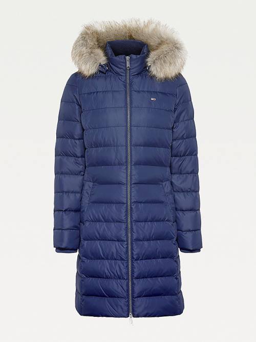 Kurtki Tommy Hilfiger Essential Zakapturzony Down Coat Damskie Niebieskie | TH485REH