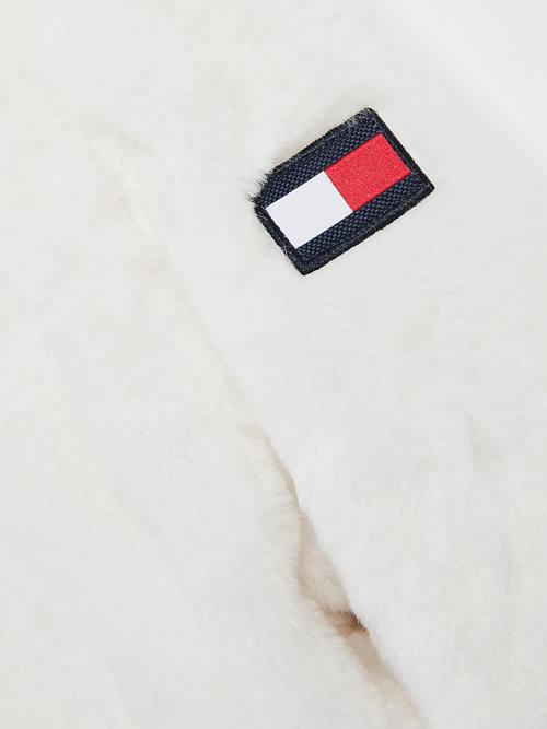 Kurtki Tommy Hilfiger Faux Fur Zip-Thru Dziewczynka Białe | TH240CXD