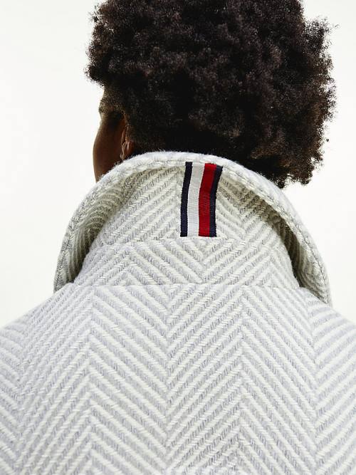 Kurtki Tommy Hilfiger Herringbone Shacket Damskie Szare | TH678TPO