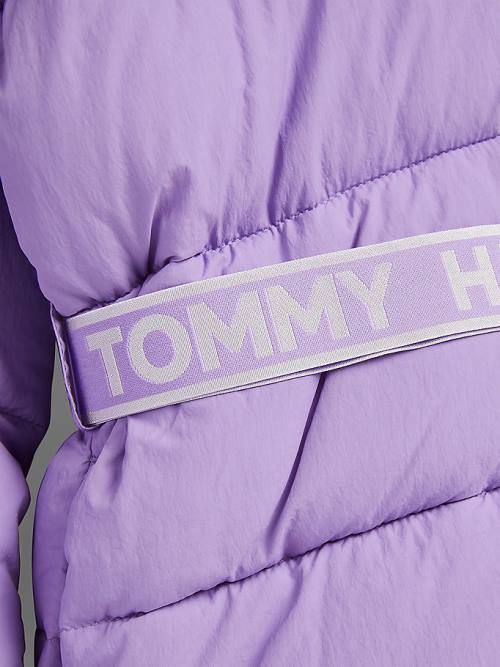 Kurtki Tommy Hilfiger Logo Belt Recycled Puffer Dziewczynka Fioletowe | TH547GNF