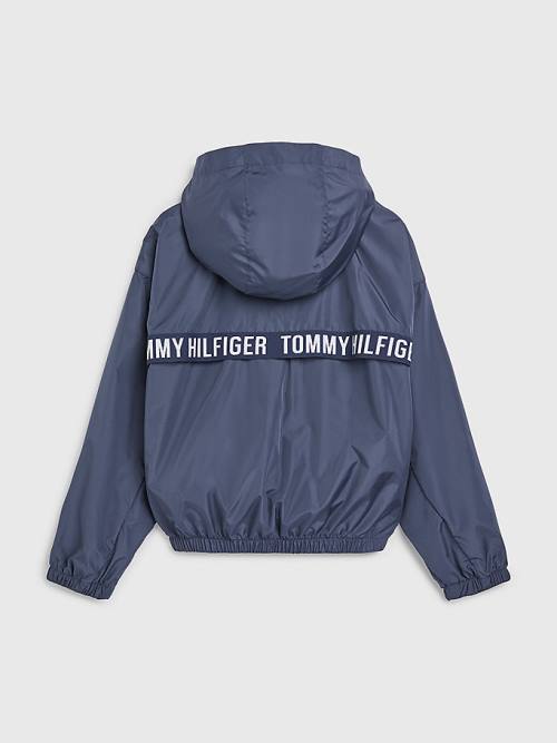 Kurtki Tommy Hilfiger Logo Tape Chicago Windbreaker Dziewczynka Niebieskie | TH613XOR