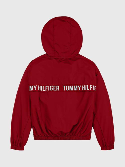 Kurtki Tommy Hilfiger Logo Tape Chicago Windbreaker Dziewczynka Czerwone | TH837DIZ