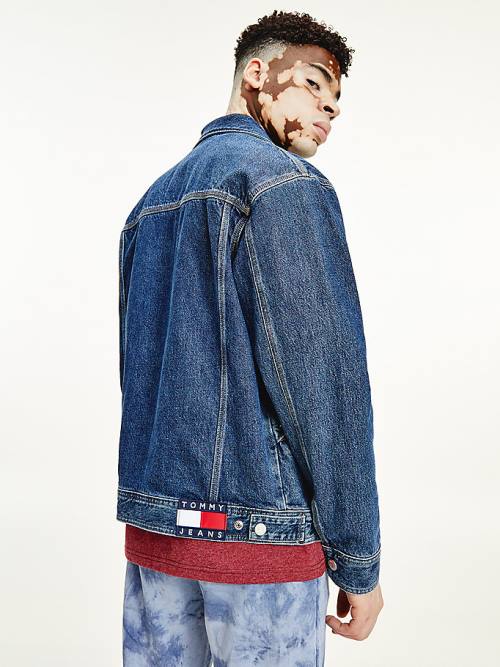 Kurtki Tommy Hilfiger Oversized Hemp Trucker Męskie Denim | TH801KNO