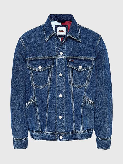 Kurtki Tommy Hilfiger Oversized Hemp Trucker Męskie Denim | TH801KNO