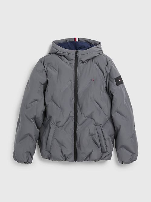 Kurtki Tommy Hilfiger Recycled Polyester Quilted Zakapturzony Chłopięce Szare | TH843APJ