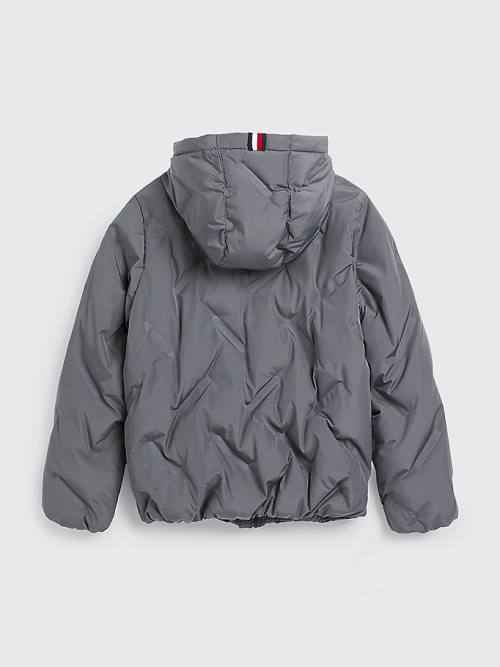 Kurtki Tommy Hilfiger Recycled Polyester Quilted Zakapturzony Chłopięce Szare | TH843APJ