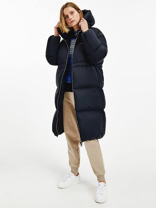 Kurtki Tommy Hilfiger TH Protect Down Puffer Coat Damskie Czarne | TH045FIN