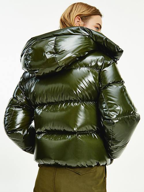 Kurtki Tommy Hilfiger TH Protect Glossy Down-Filled Puffer Damskie Brązowe | TH395EKD