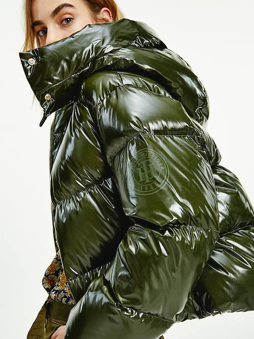 Kurtki Tommy Hilfiger TH Protect Glossy Down-Filled Puffer Damskie Brązowe | TH395EKD