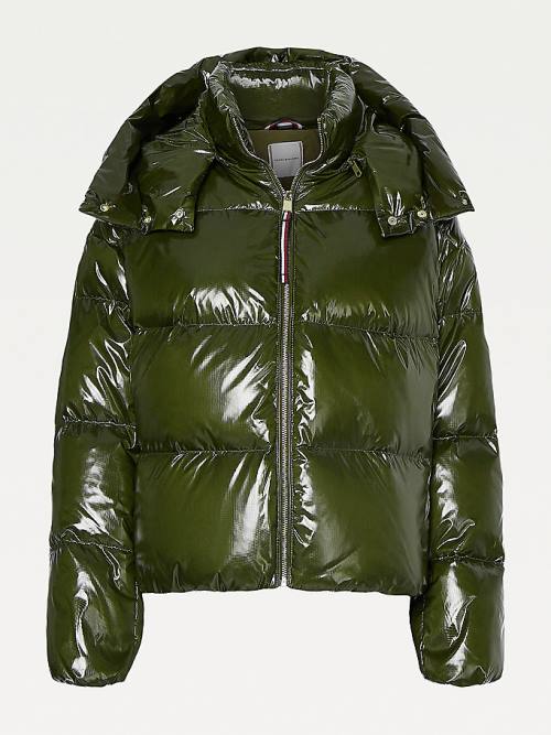 Kurtki Tommy Hilfiger TH Protect Glossy Down-Filled Puffer Damskie Brązowe | TH395EKD